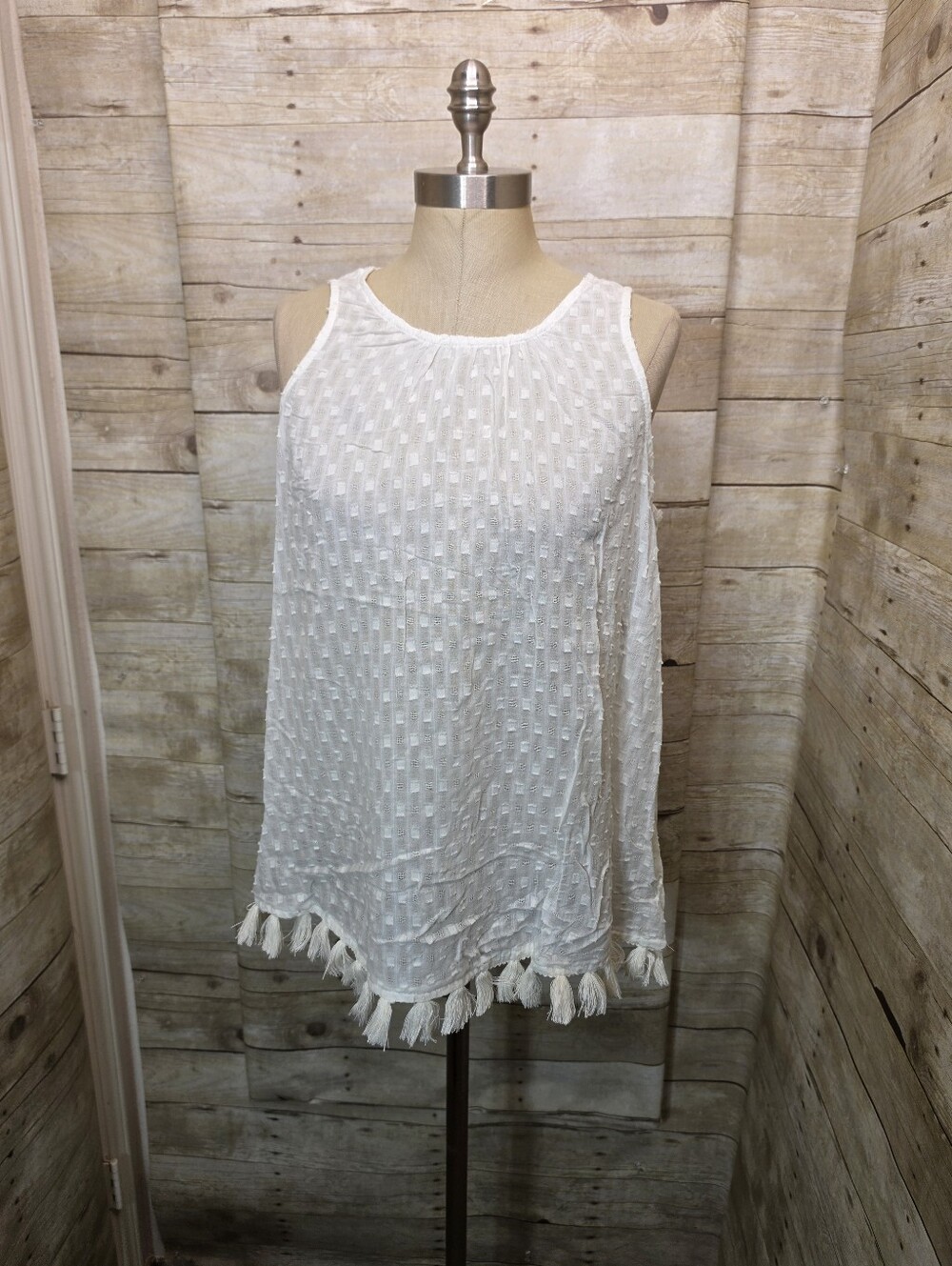 Old Navy White Tassel Tank